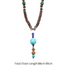 Handmade Nepal Buddhist Mala Wood Beads Pendant Necklace Unisex Boho Hippie Style Ethnic Long Pendant Men Women's Lucky Jewelry