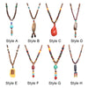 Handmade Nepal Buddhist Mala Wood Beads Pendant Necklace Unisex Boho Hippie Style Ethnic Long Pendant Men Women's Lucky Jewelry