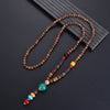 Handmade Nepal Buddhist Mala Wood Beads Pendant Necklace Unisex Boho Hippie Style Ethnic Long Pendant Men Women's Lucky Jewelry