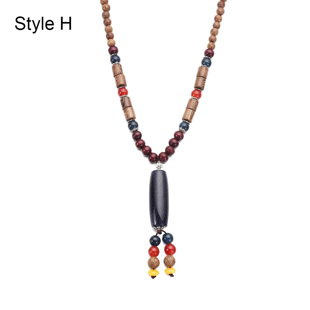 thumbnail image 2 of Vintage Wooden Beads Pendant Necklace – 85cm Tibetan Style Long Sweater Chain For Men Women 2 of 6