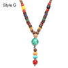 Handmade Nepal Buddhist Mala Wood Beads Pendant Necklace Unisex Boho Hippie Style Ethnic Long Pendant Men Women's Lucky Jewelry