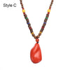 Handmade Nepal Buddhist Mala Wood Beads Pendant Necklace Unisex Boho Hippie Style Ethnic Long Pendant Men Women's Lucky Jewelry