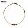 Handmade Nepal Stone White Beaded Chain Round Charm Choker Statement Necklaces For Women Female Bohemian Jewelry