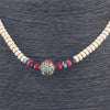 Handmade Nepal Stone White Beaded Chain Round Charm Choker Statement Necklaces For Women Female Bohemian Jewelry