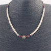 Handmade Nepal Stone White Beaded Chain Round Charm Choker Statement Necklaces For Women Female Bohemian Jewelry
