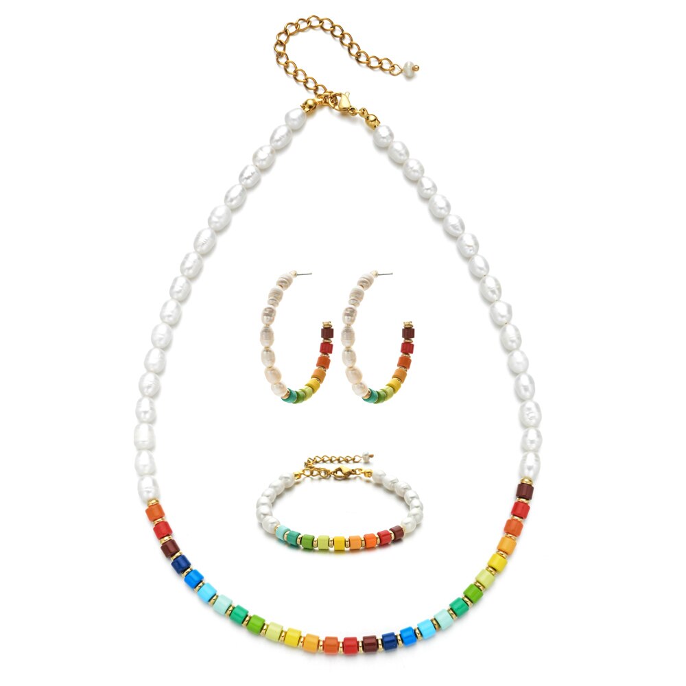 Handmade Pearl Choker Necklace Colorful Seed Beads Bohemia Collar Summer Beach Party For Women Girls Jewelry Party Gifts