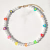 Handmade Pearl Soft Pottery Clay Heart Smiley Beaded Necklaces For Women Candy Color Flowers Smiley Choker Necklace Boho Jewelry