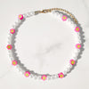 Handmade Pearl Soft Pottery Clay Heart Smiley Beaded Necklaces For Women Candy Color Flowers Smiley Choker Necklace Boho Jewelry