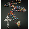Handmade Religious Cross Pendant Rosary Necklace Christ Chain Round Beads Choker Rainbow Resin Chain Jewelry For Unisex Colorful