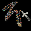 Handmade Religious Cross Pendant Rosary Necklace Christ Chain Round Beads Choker Rainbow Resin Chain Jewelry For Unisex Colorful