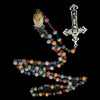 Handmade Religious Cross Pendant Rosary Necklace Christ Chain Round Beads Choker Rainbow Resin Chain Jewelry For Unisex Colorful