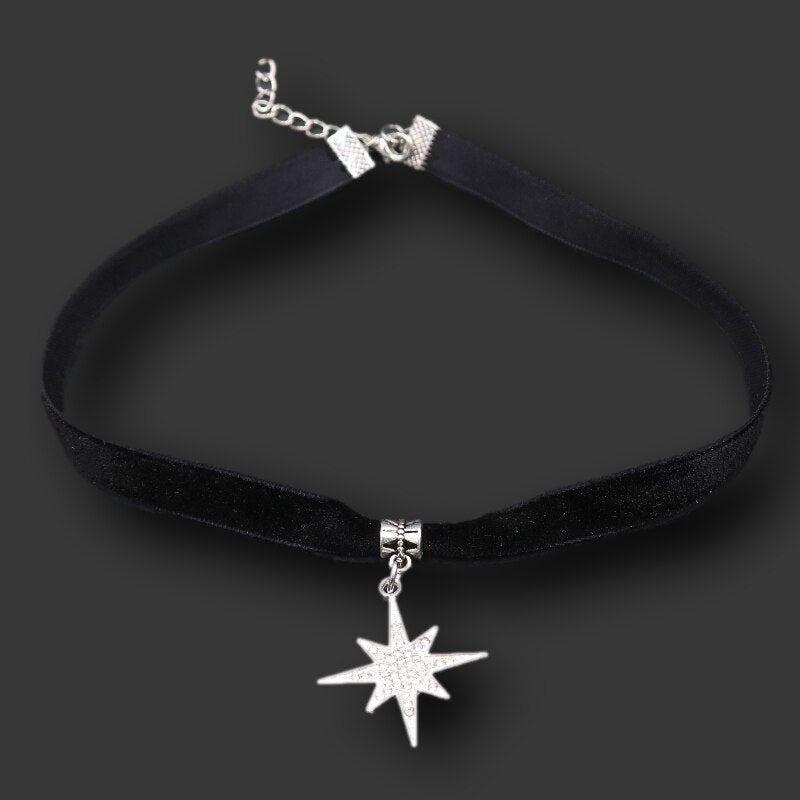 Handmade Rhinestone Sun/ Star/ Heart /Crosses Charms DIY Choker Gothic Necklace Collar Black Velvet Jewelry For Woman P611