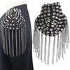 Handmade Rhinestones Bead Jewelery Chain Tassel Big Shoulder Epaulettes Badge Accessories Sewing Supplies 2pc