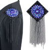Handmade Rhinestones Bead Jewelery Chain Tassel Big Shoulder Epaulettes Badge Accessories Sewing Supplies 2pc