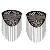Handmade Rhinestones Bead Jewelery Chain Tassel Big Shoulder Epaulettes Badge Accessories Sewing Supplies 2pc