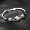 Handmade Silver Bracelet Female Silver Jewelry Wholesale 925 Sterling Silver Inlaid Cloisonne Beads Bracelet
