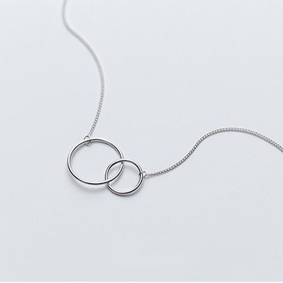Handmade Simple Women Double Round Necklace Pendant 925 Sterling Silver Necklace Long Chain Christmas Gift Fashion Jewelry D3544