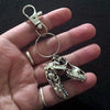 Handmade T-Rex Dinosaur Skull Pendant Long Necklace 24 Inch Chain T Rex Silver Plated/Key Ring