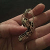 Handmade T-Rex Dinosaur Skull Pendant Long Necklace 24 Inch Chain T Rex Silver Plated/Key Ring