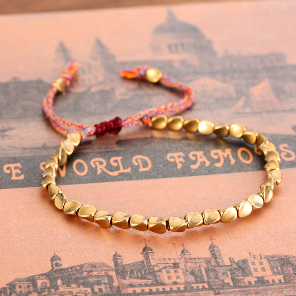 Handmade Tibetan Buddhist Braided Cotton Copper Beads Lucky Rope Bracelet & Bangles Thread Bracelets For Women Men 2021