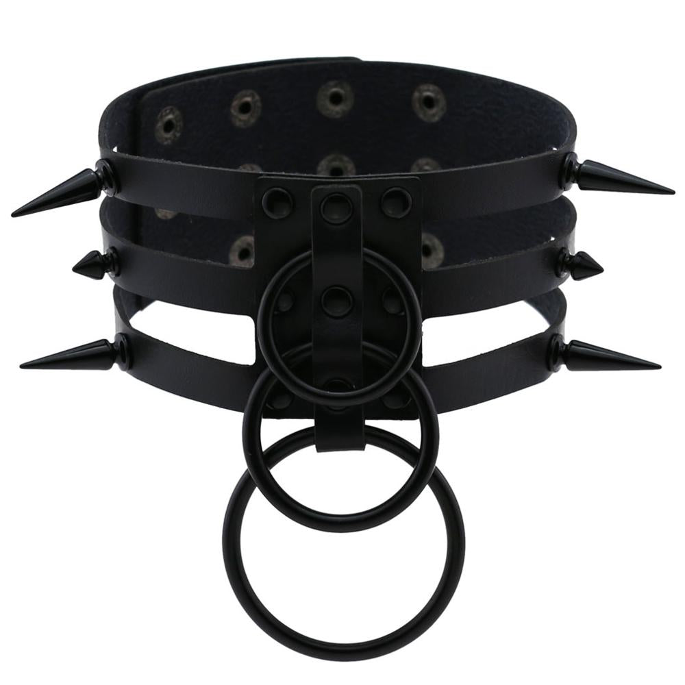 Handmade Vegan Leather Spiked Choker Punk Goth Collar Harajuku  Accessories Gothic  Metal Chocker Necklace Club Party Jewelry