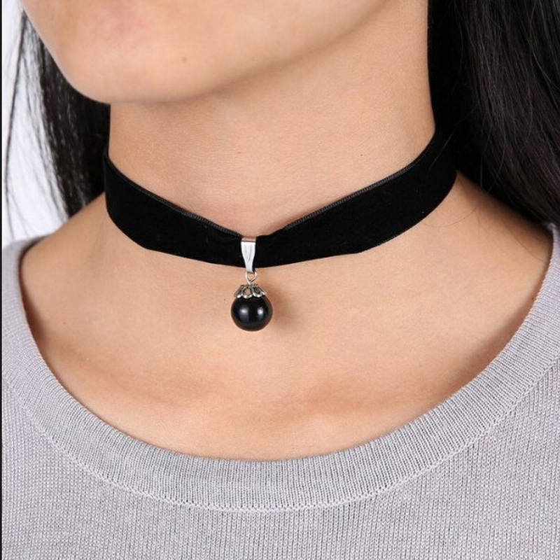 Handmade Velvet Lace Vintage Choker Necklace For Women Collar Torques Neck Jewelry Black Boho Stretch Yin Yang Charm Gothic Punk