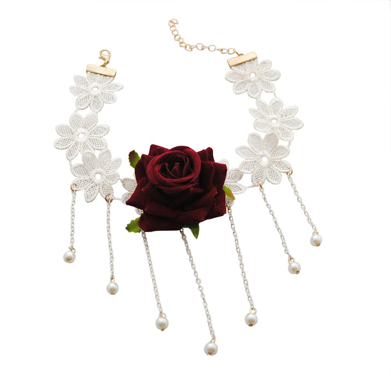 Handmade Vintage Choker Necklace White Lace Statement Necklace for Women Accessories Lady Gothic Wedding Jewelry