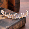 Handmade Vintage Gold Bride Tiaras Pearl Rhinestones Wedding Princess Crowns Bride Hair Jewelry Wedding Accessories
