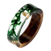 Handmade Wood and Resin Rings Green Moss Transparent Rings for Women Men Vintage Jewelry Bague Femme Best Gifts