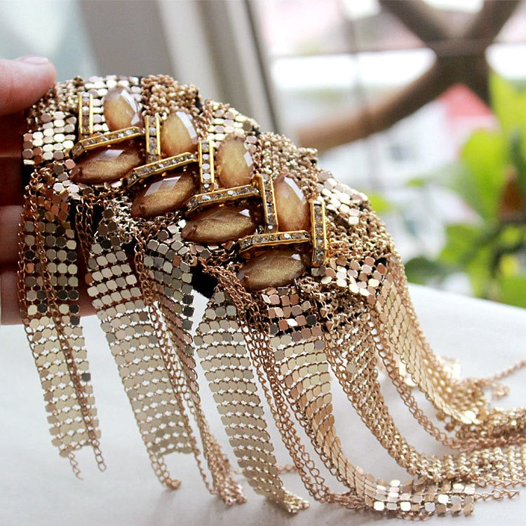 Handmade big size jewelery tassel big shoulder brooch epaulet PATCH ,epaulettes spikes,escapulario blazer accessories applique