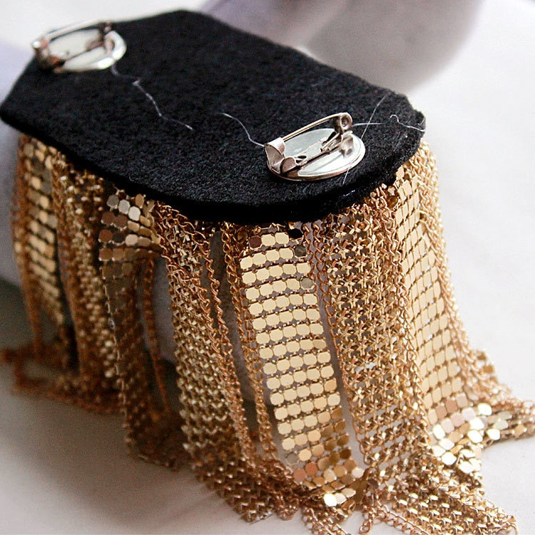 Handmade big size jewelery tassel big shoulder brooch epaulet PATCH ,epaulettes spikes,escapulario blazer accessories applique