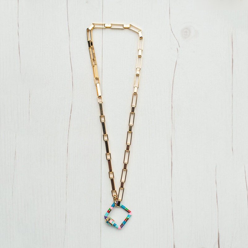 Handmade colorful carabiner pendant necklace punk chain openable spiral buckle jewelry for women Gothic clothing accessories