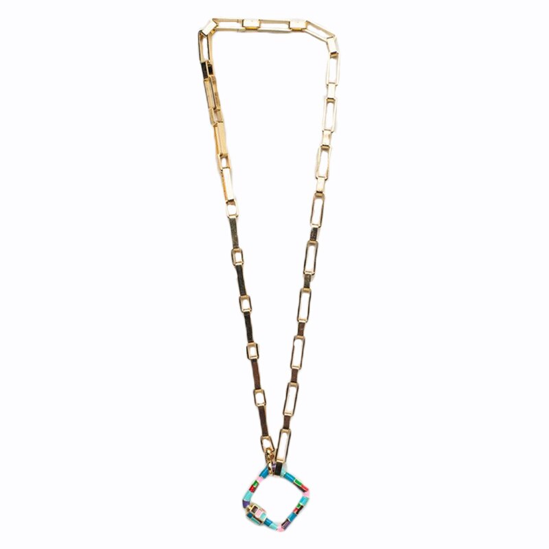 Handmade colorful carabiner pendant necklace punk chain openable spiral buckle jewelry for women Gothic clothing accessories