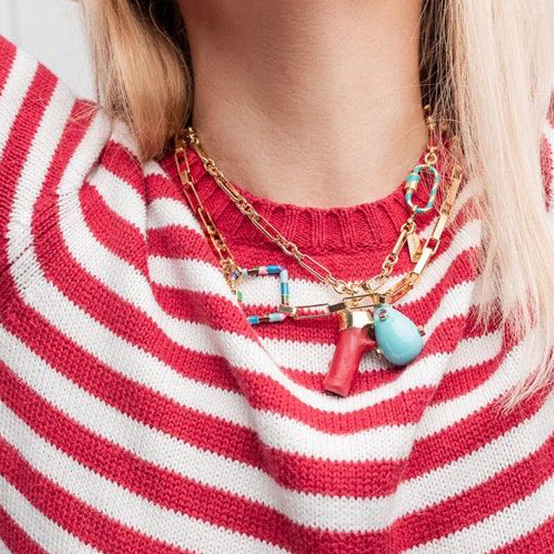 Handmade colorful carabiner pendant necklace punk chain openable spiral buckle jewelry for women Gothic clothing accessories