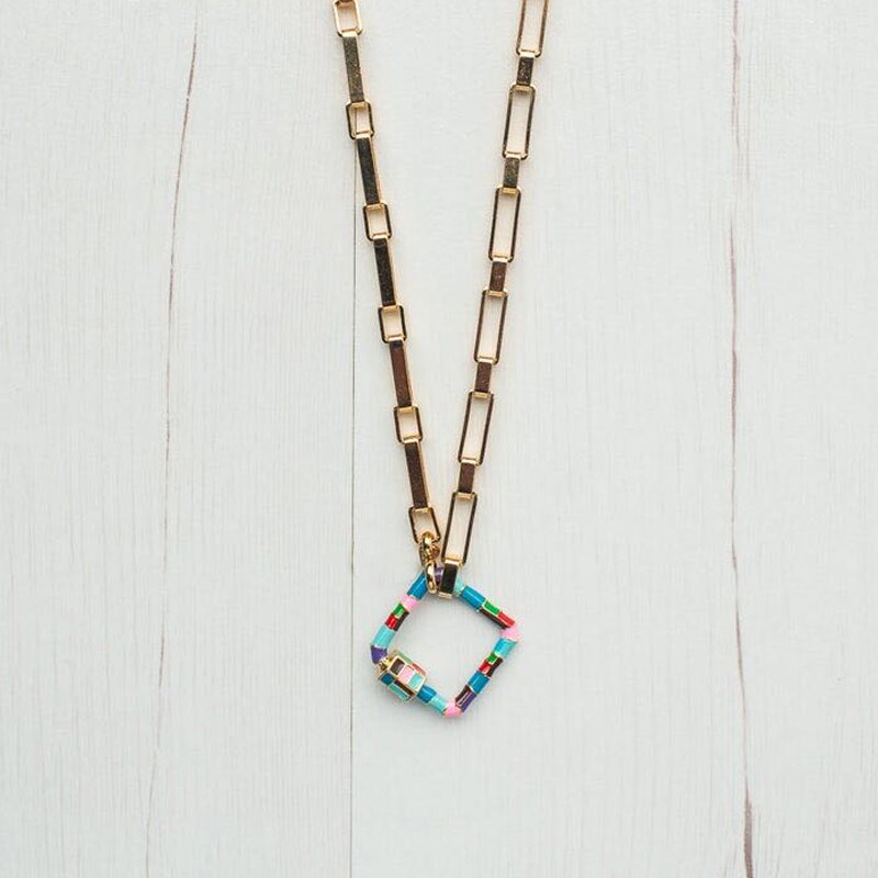 Handmade colorful carabiner pendant necklace punk chain openable spiral buckle jewelry for women Gothic clothing accessories