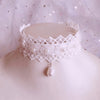 Handmade lace Lolita Princess Pearl necklace vintage sweet cute lace choker necklaces for women Knitted pendant necklace