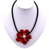 Handmade red rose shell flower necklace