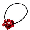 Handmade red rose shell flower necklace