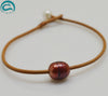 Handwork Leather Pearl Jewellery,100% Real Natural Pearls Brown Black Leather Bracelet,Fashion Women Girl Bracelet