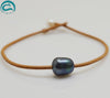 Handwork Leather Pearl Jewellery,100% Real Natural Pearls Brown Black Leather Bracelet,Fashion Women Girl Bracelet
