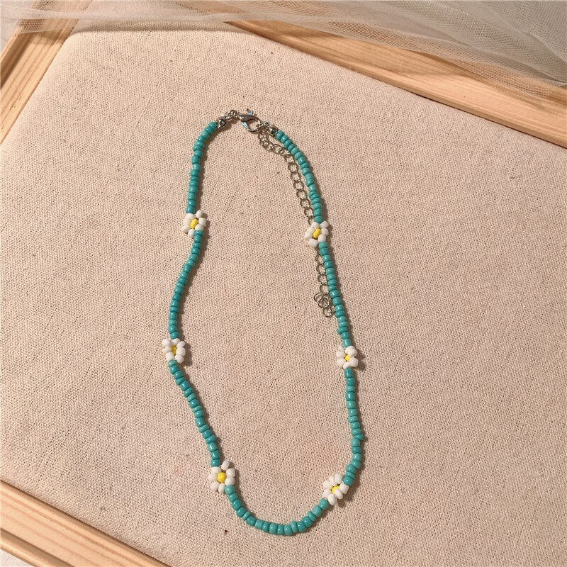 HangZhi 2021  5 pcs/set Daisy Flower Colorful Beads Clavicle Choker Necklace for Women Girls Spring Summer Jewelry