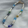 HangZhi 2021 Colorful Devil Eye Glaze Soft Pottery Pearl Resin Choker Necklace for Women Girls Party Jewelry