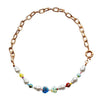 HangZhi 2021 Colorful Enamel Daisy Flower Beads Pearl Necklace Stacking Choker Necklace for Women Girls Boho Jewelry