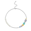 HangZhi 2021 Colorful Enamel Daisy Flower Beads Pearl Necklace Stacking Choker Necklace for Women Girls Boho Jewelry