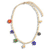 HangZhi 2021 Colorful Enamel Daisy Flower Beads Pearl Necklace Stacking Choker Necklace for Women Girls Boho Jewelry