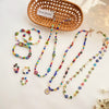 HangZhi 2021 Colorful Enamel Daisy Flower Beads Pearl Necklace Stacking Choker Necklace for Women Girls Boho Jewelry
