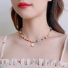 HangZhi 2022 Colorful Glazed Bohemia Simple Flowers Smiley  Little Daisy Pendant Beaded Necklace for Women Party Jewellery