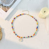 HangZhi 2022 Colorful Glazed Bohemia Simple Flowers Smiley  Little Daisy Pendant Beaded Necklace for Women Party Jewellery