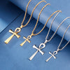 HaoYi Egypt Cruz Necklace For Men Symbol of life Charms Vintage Geometric Pendant Stainless Steel Jewelry