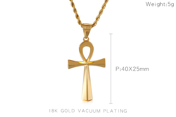 HaoYi Egypt Cruz Necklace For Men Symbol of life Charms Vintage Geometric Pendant Stainless Steel Jewelry